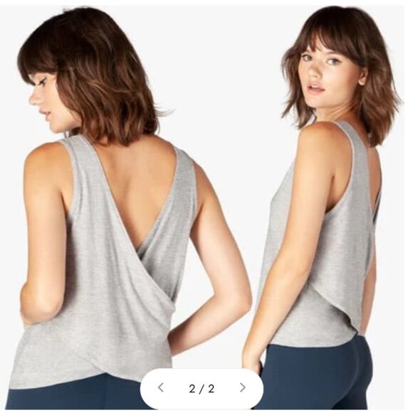 Beyond Yoga Reverse Direction Light Gray Wrap Tank Top - Size S - Picture 1 of 7